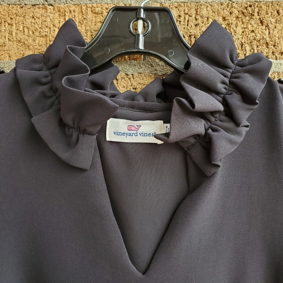 Vineyard Vines black ruffle collar dress | Size 00 - Picture 3 of 4